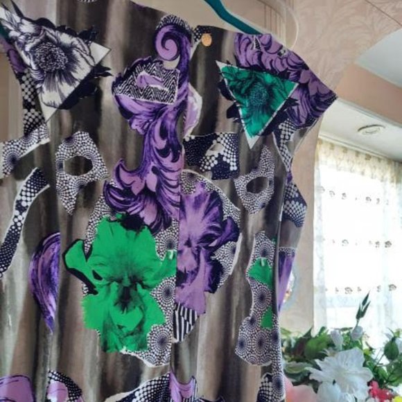 NWT - Versace Collection Multicolor Cap-sleeve dress - Made in Italy- IT 44 - Picture 3 of 8